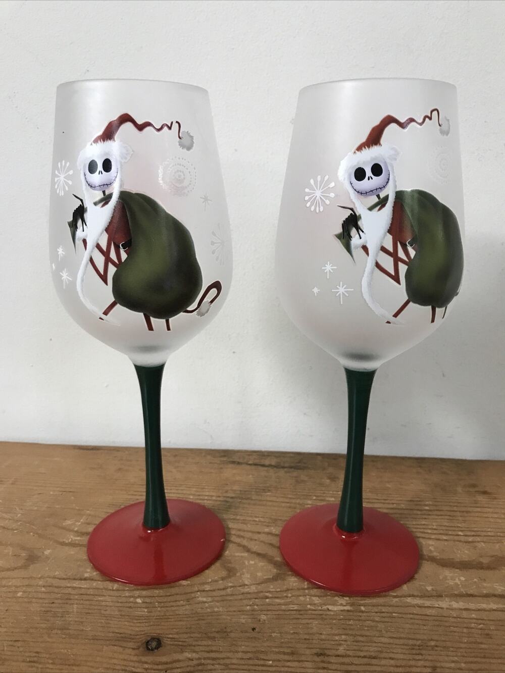 Pair Disney Nightmare Before Christmas Jack Skellington Wine Glasses Goblets